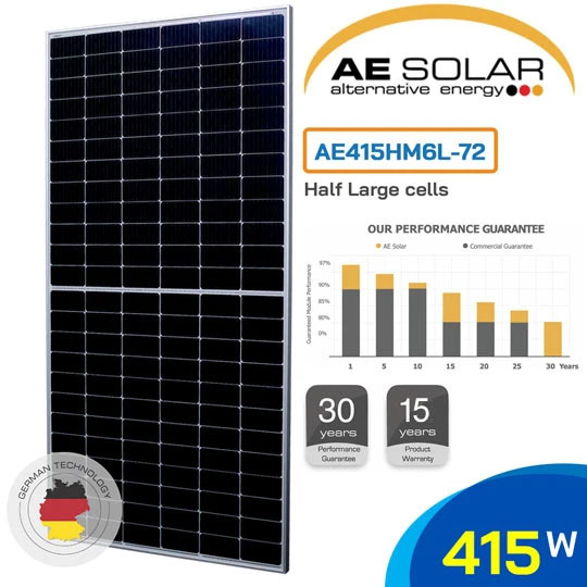 Tấm Pin năng lượng mặt trời AE-Solar 415W Half Large cells