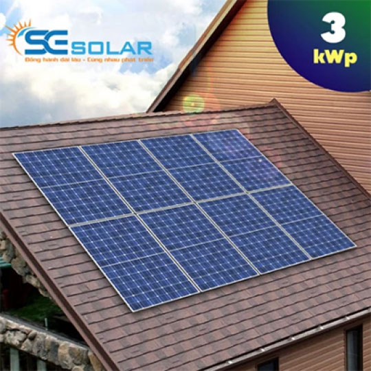 Hệ thống điện mặt trời áp mái lưu trữ 3kWp không gồm acquy