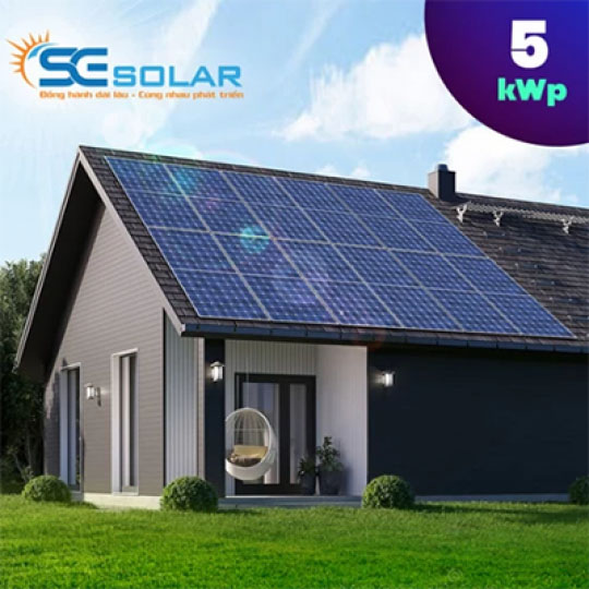 Hệ thống điện mặt trời áp mái lưu trữ 5kWp không gồm acquy