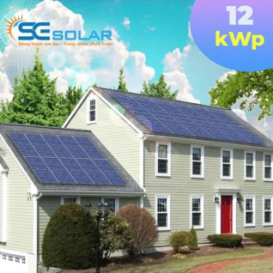 Hệ thống điện mặt trời áp mái lưu trữ 12kWp không gồm acquy
