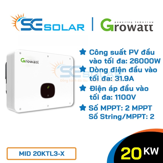 Inverter điện mặt trời 20KW - GROWATT MID 20KTL3-X 